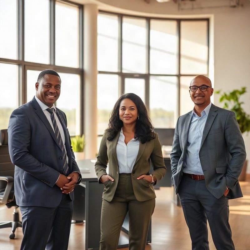 Small professional team in a bright Mombasa office